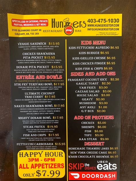 hungers stop calgary menu.